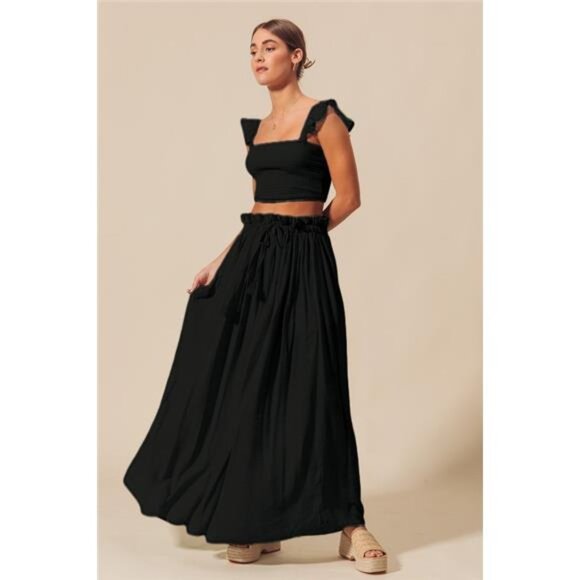 SO ME Smocked Top and Flowy Maxi Skirt Set - Picture 1 of 3